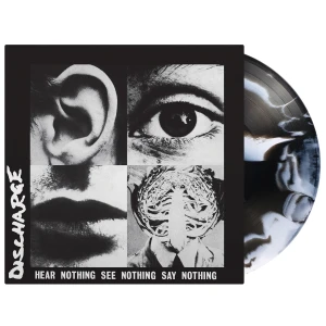 DISCHARGE - HEAR NOTHING SEE NOTHING SAY NOTHING (BLACK/WHITE SWIRL VINYL)